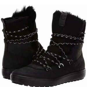 ECCO Soft Tred Mid Leather Boot Women's Black Shoe